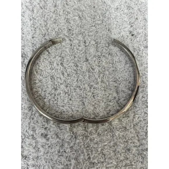 Sterling Silver MOP Onyx Hinged Bangle Bracelet #63715 - Picture 7 of 8